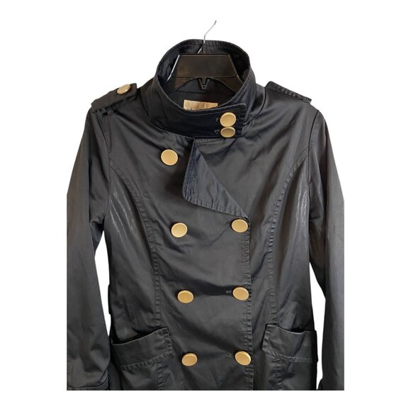 Max Mara medium black rain jacket trench coat flat buttons water resistant - Picture 6 of 9